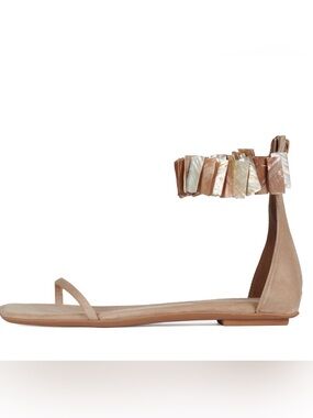 Jeffrey Campbell Nude Beaded Ankle-Strap Sandals (shoe25)